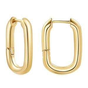 Chunky U Shape Gold Hoop Earrings